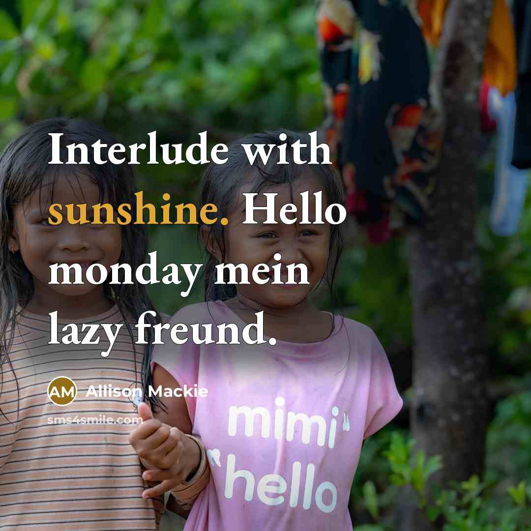 “Interlude with sunshine. Hello monday mein lazy freund.…” quote by Allison Mackie
