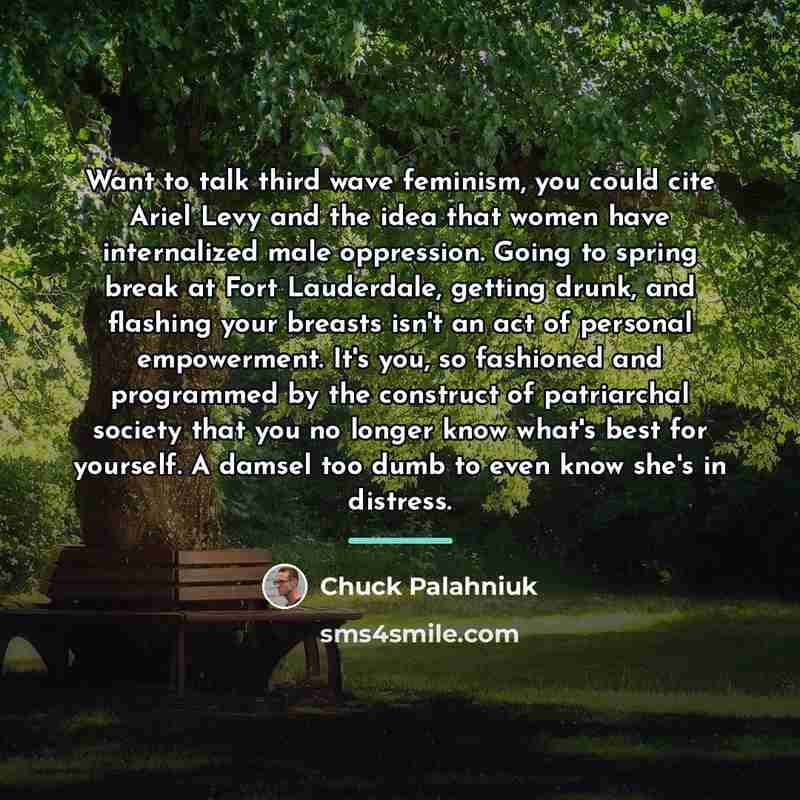 “Want to talk third wave feminism, you could cite Ariel…” quote by Chuck Palahniuk