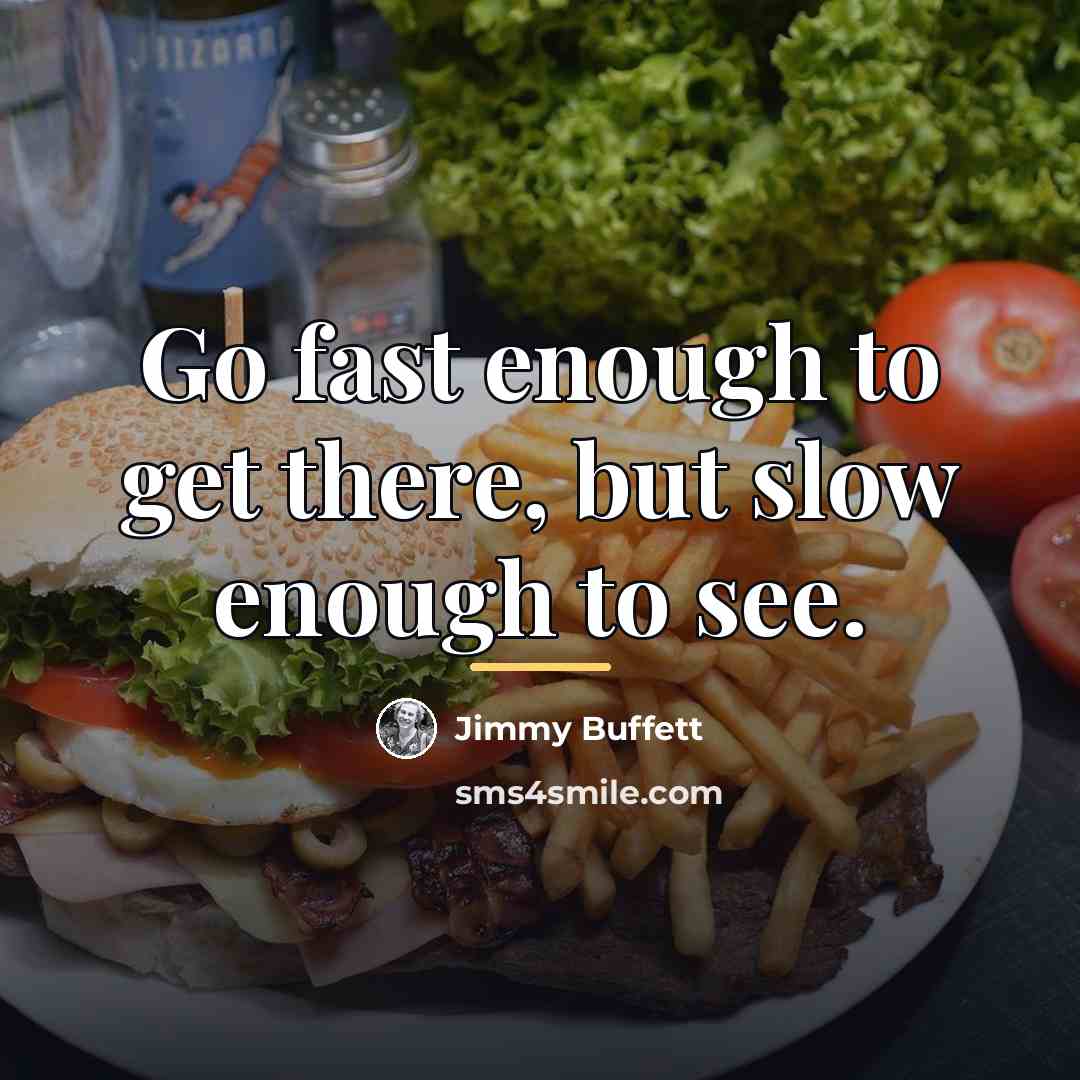 “Go fast enough to get there, but slow enough to…” quote by Jimmy Buffett