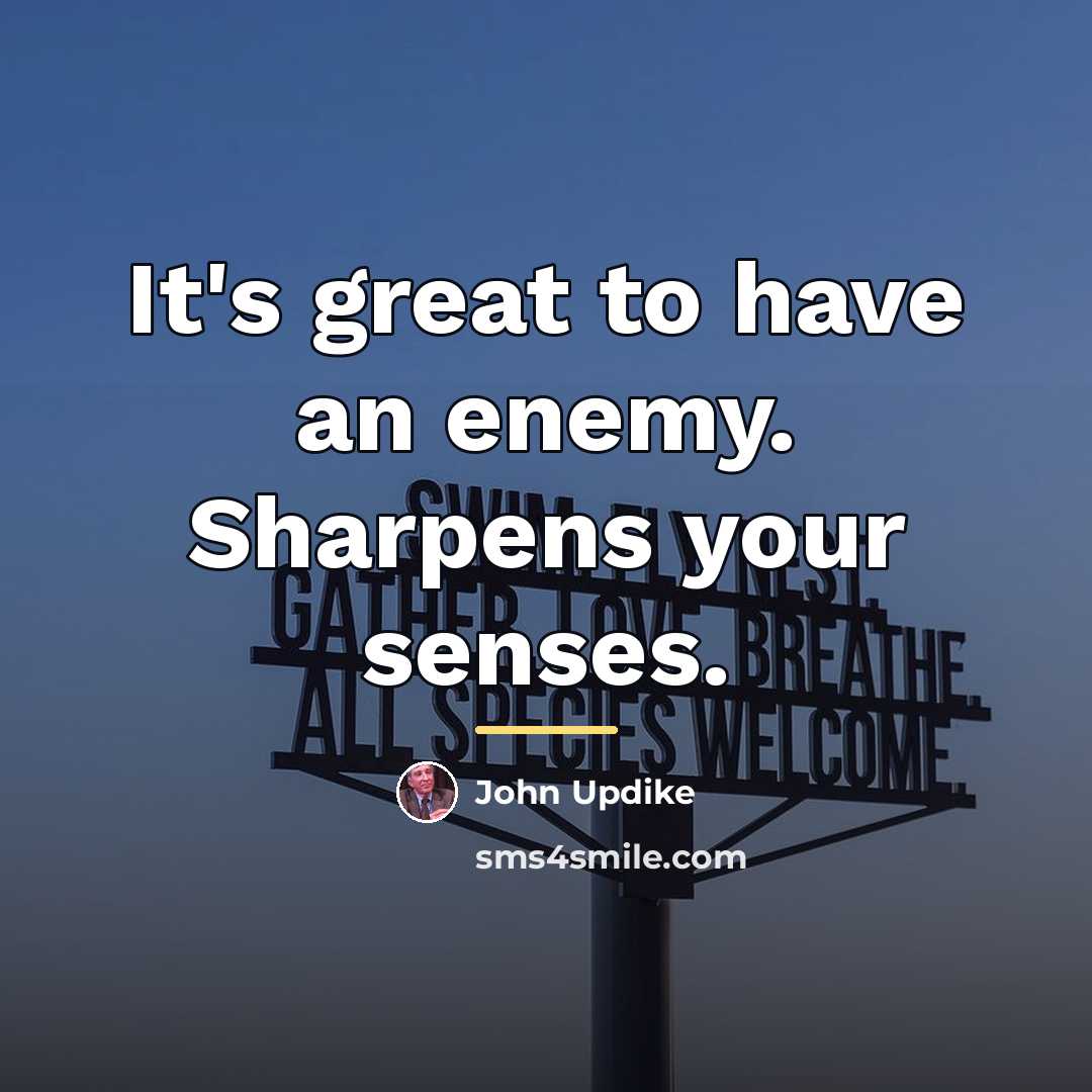 “It's great to have an enemy. Sharpens your senses.…” quote by John Updike