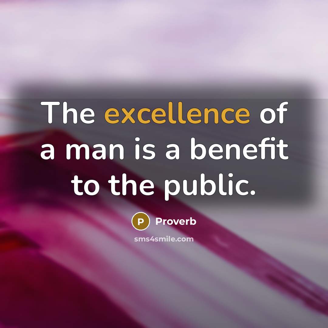 “The excellence of a man is a benefit to the…” quote by Proverb