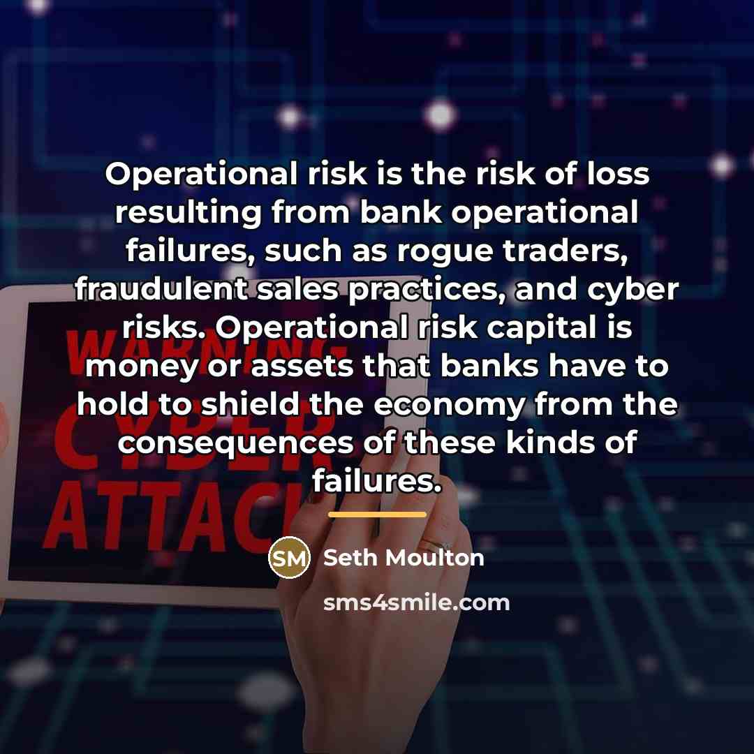 “Operational risk is the risk of loss resulting from bank…” quote by Seth Moulton
