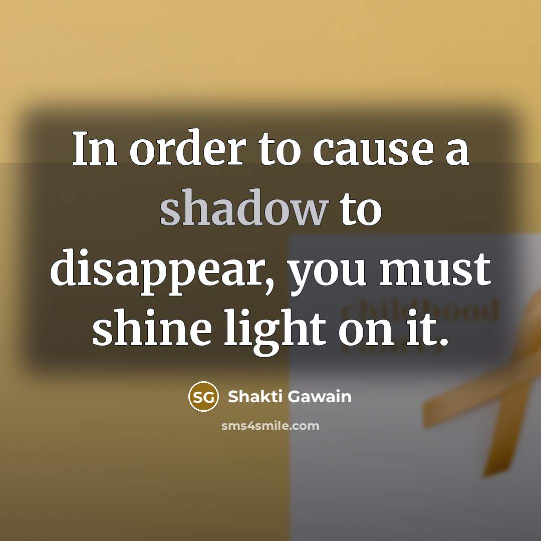 “In order to cause a shadow to disappear, you must…” quote by Shakti Gawain
