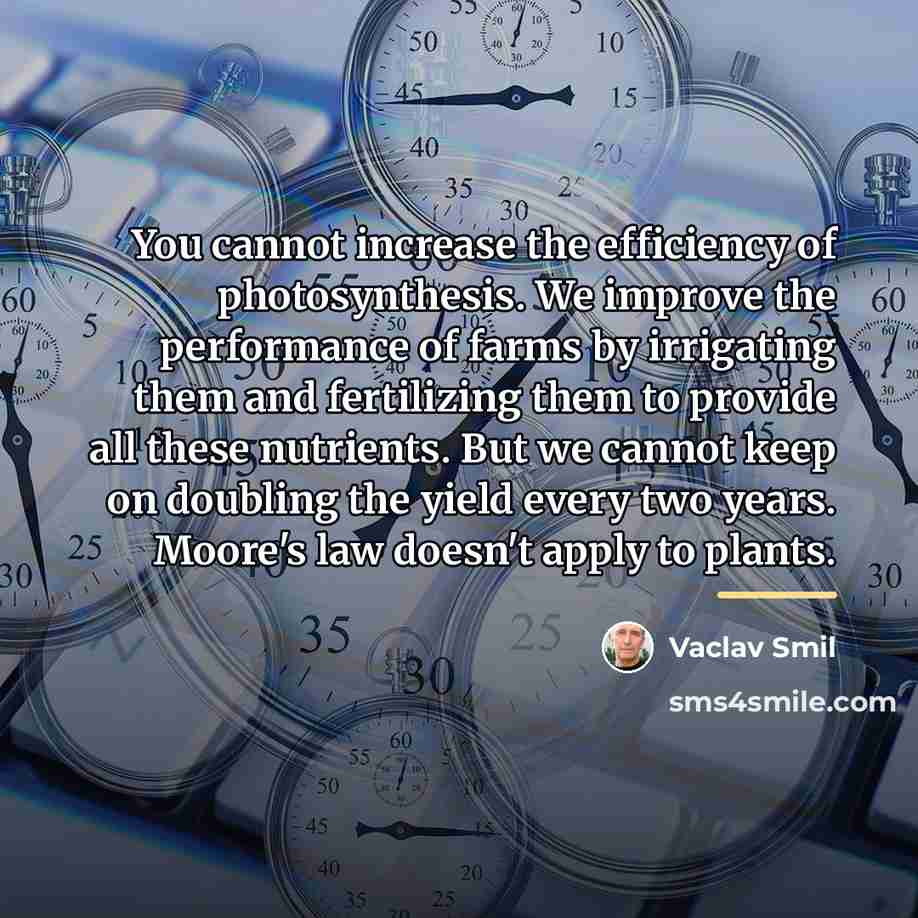 “You cannot increase the efficiency of photosynthesis. We improve the…” quote by Vaclav Smil