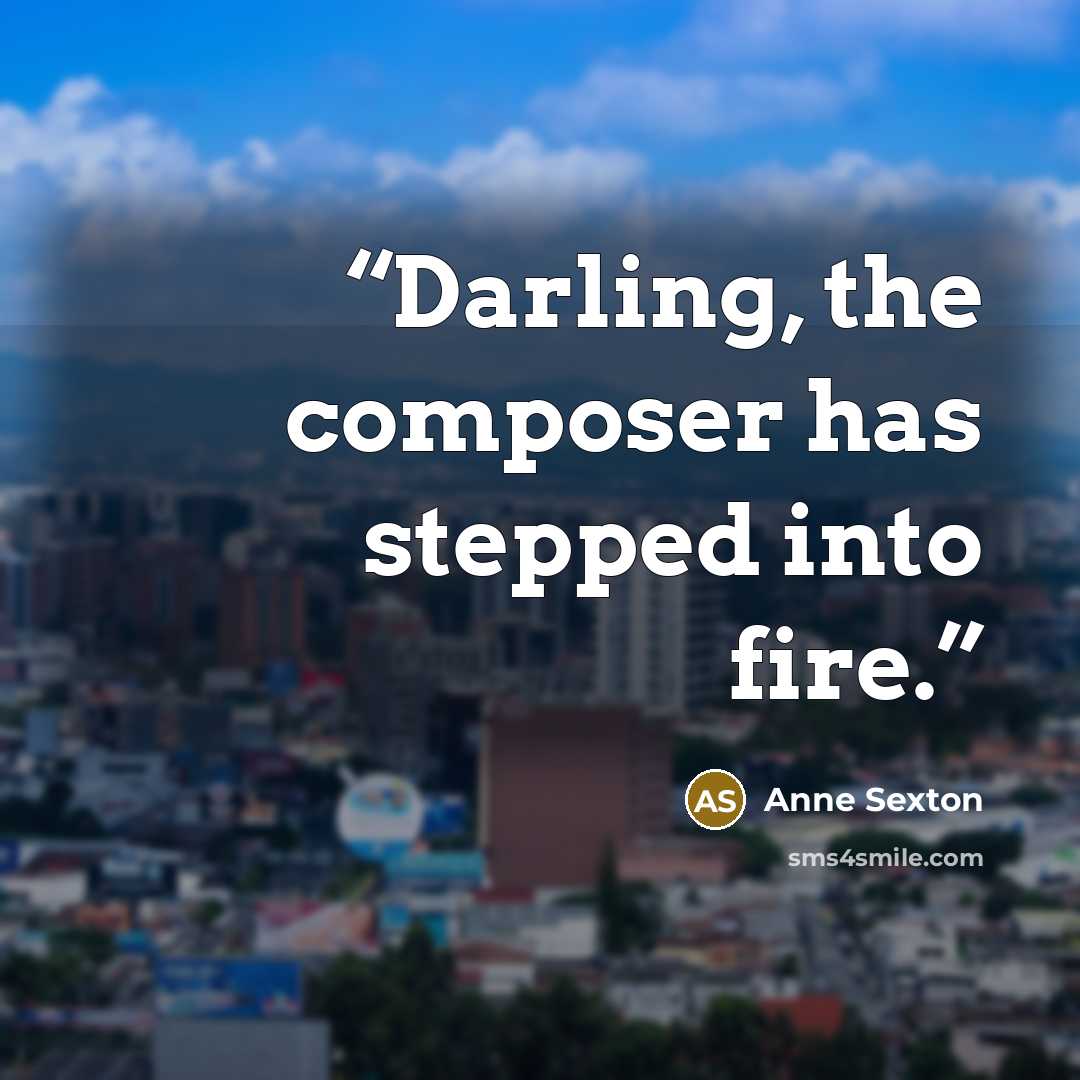 “Darling, the composer has stepped into fire.” quote by Anne Sexton