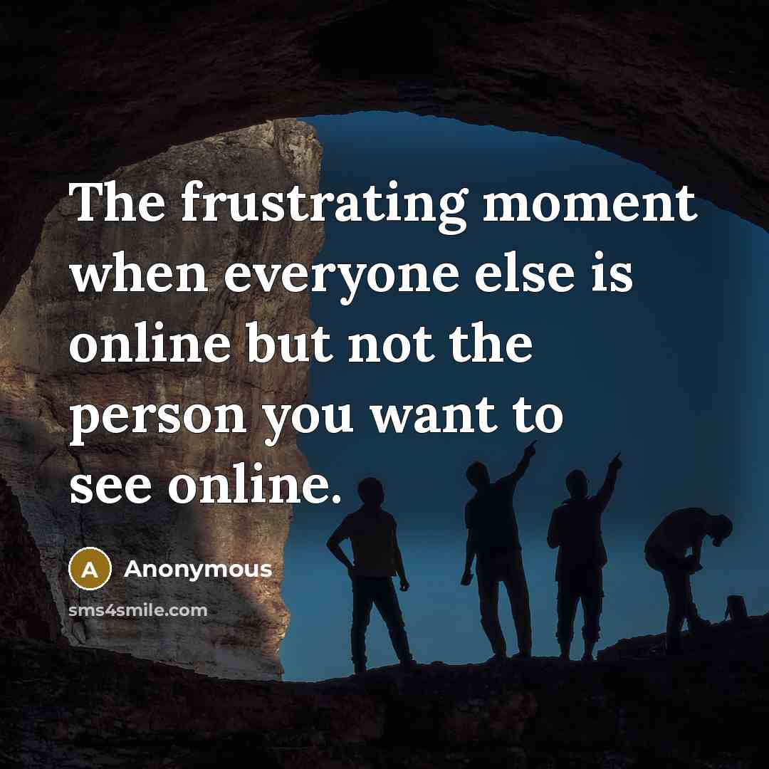 “The frustrating moment when everyone else is online but not…” quote by Anonymous