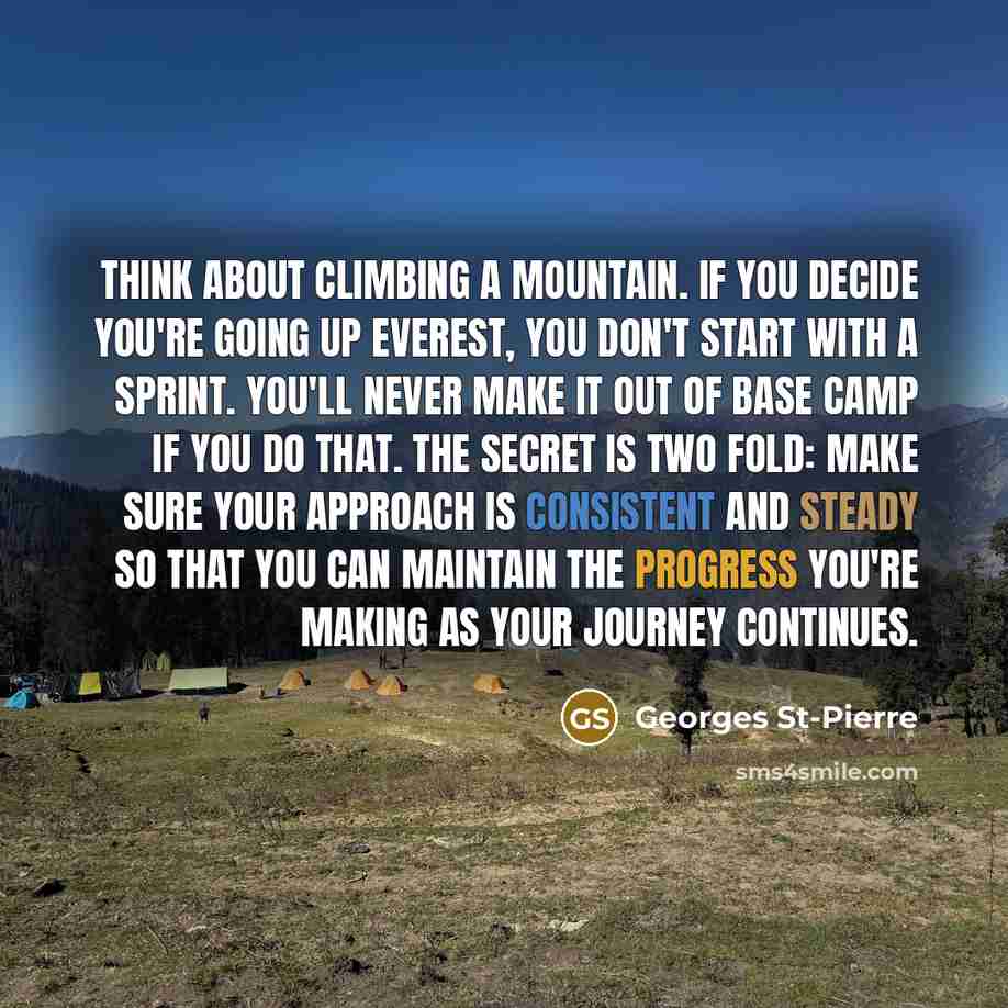 “Think about climbing a mountain. If you decide you're going…” quote by Georges St-Pierre