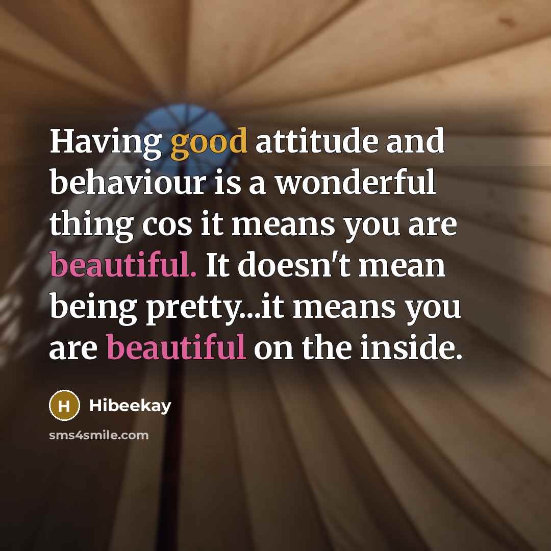 “Having good attitude and behaviour is a wonderful thing cos…” quote by Hibeekay