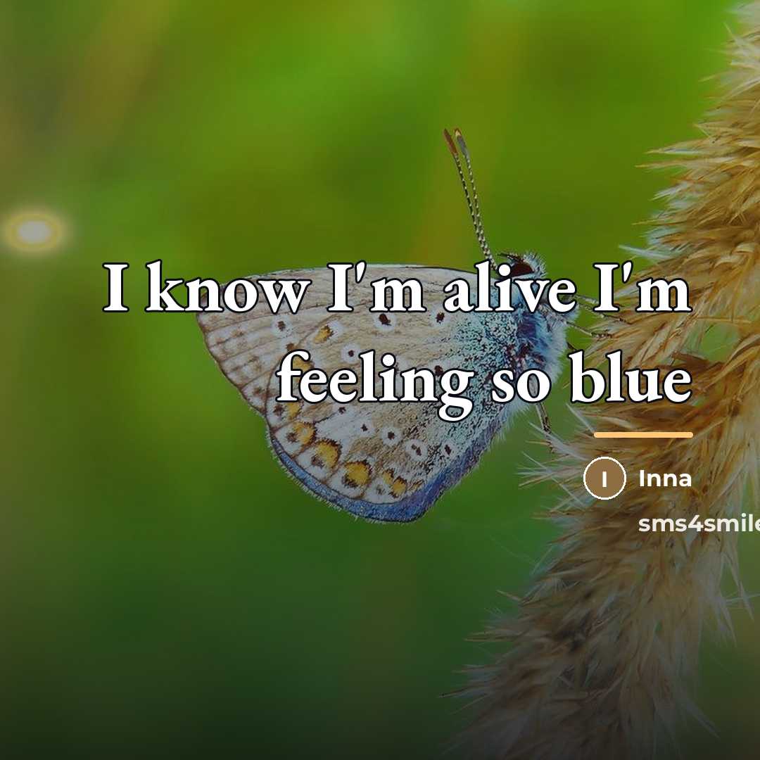 “I know I'm alive I'm feeling so blue…” quote by Inna