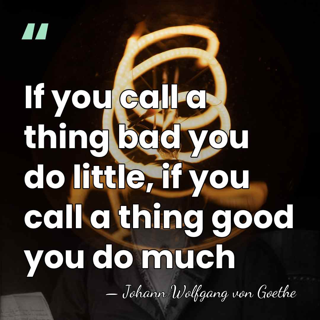 If you call a thing bad you do little, if you call&hellip; - Johann Wolfgang von Goethe