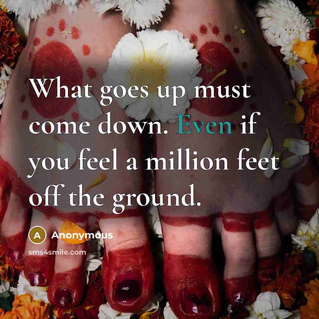 “What goes up must come down. Even if you feel a million feet off the ground.” quote by Anonymous