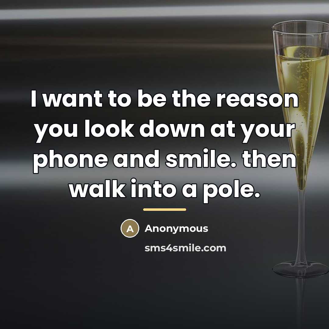 “I want to be the reason you look down at your phone and smile. then walk into a pole.” quote by Anonymous