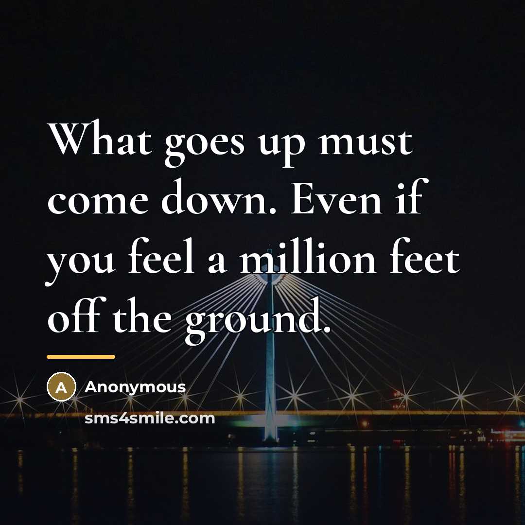 “What goes up must come down. Even if you feel a million feet off the ground.” quote by Anonymous