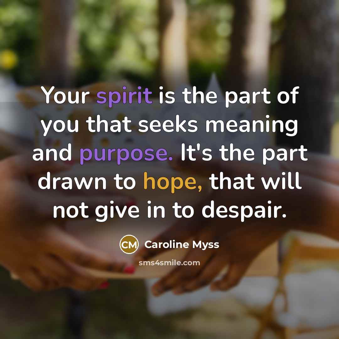 “Your spirit is the part of you that seeks meaning…” quote by Caroline Myss