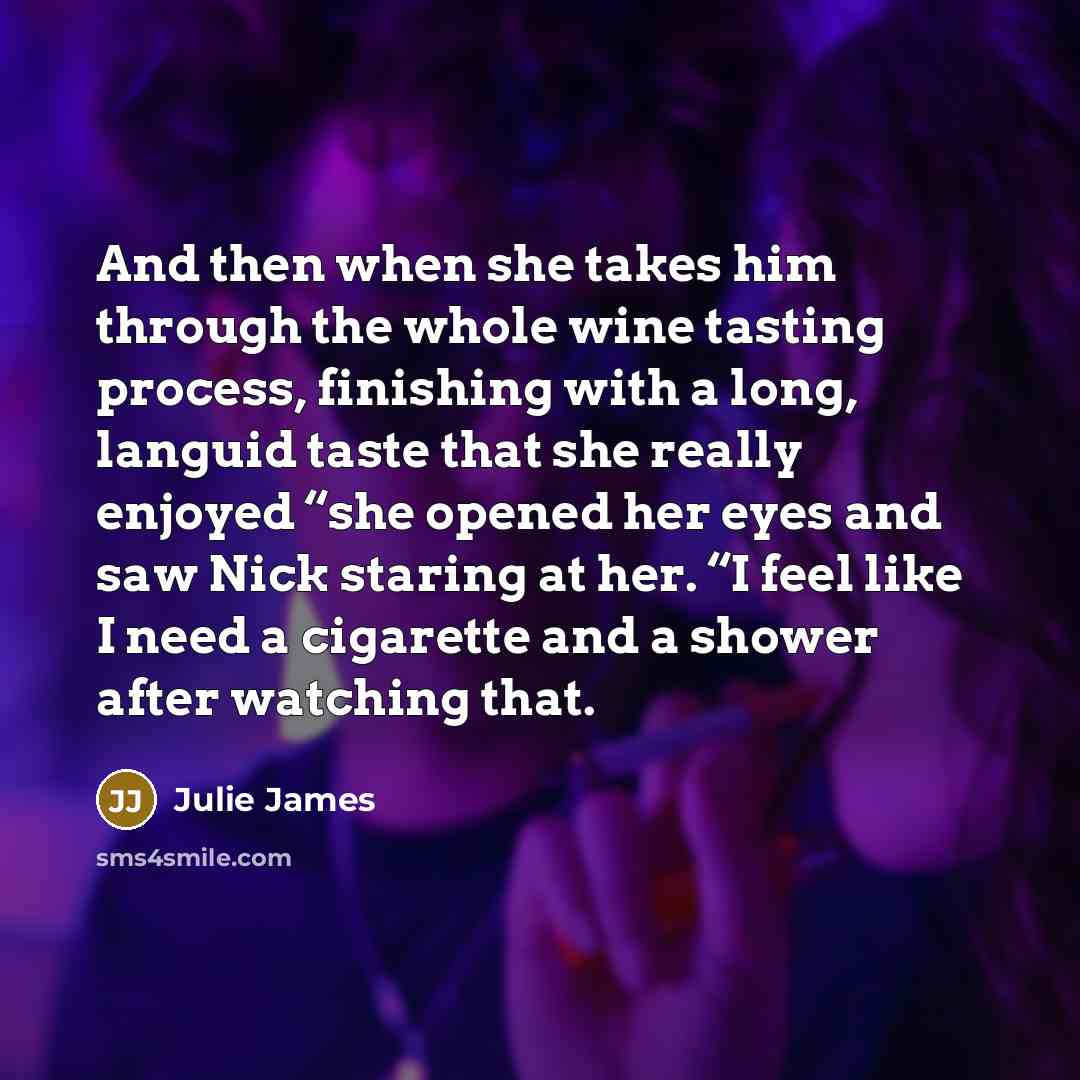 “And then when she takes him through the whole wine…” quote by Julie James