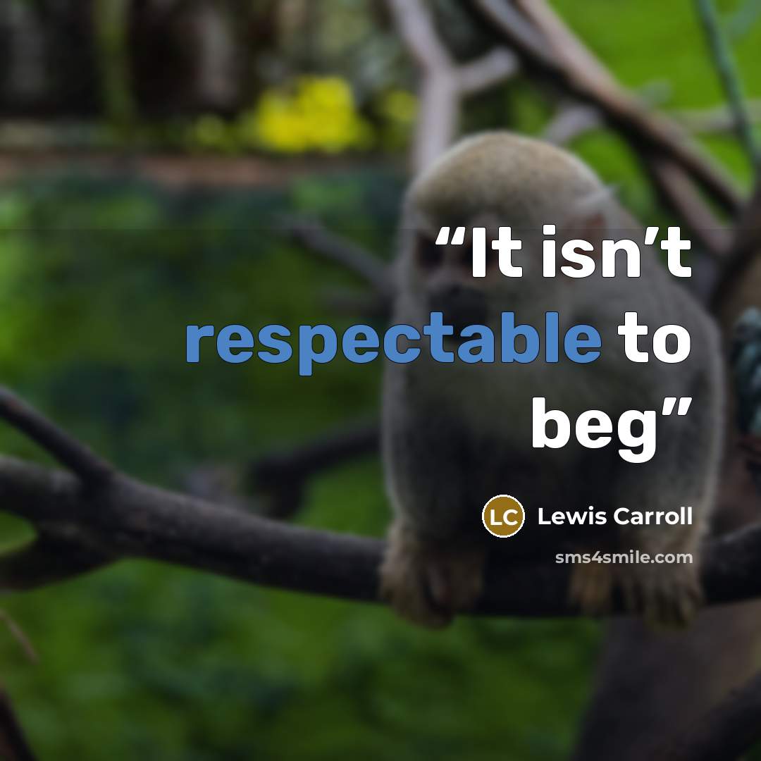 “It isn’t respectable to beg” quote by Lewis Carroll
