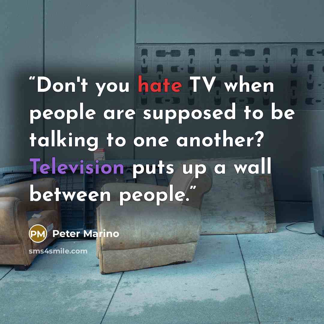 “Don't you hate TV when people are supposed to be talking to one another? Television puts up a wall between people.” quote by Peter Marino