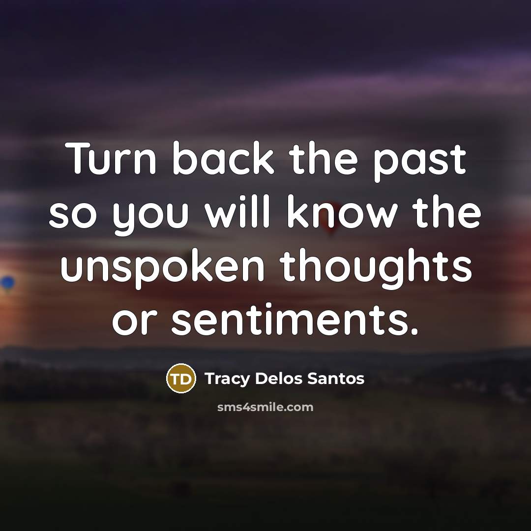 “Turn back the past so you will know the unspoken…” quote by Tracy Delos Santos