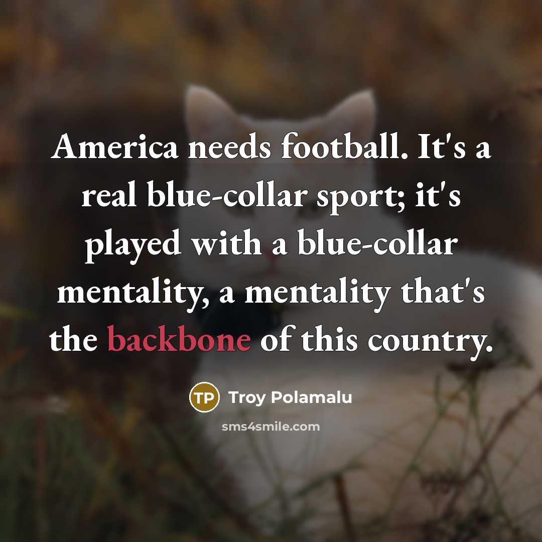 “America needs football. It's a real blue-collar sport; it's played…” quote by Troy Polamalu