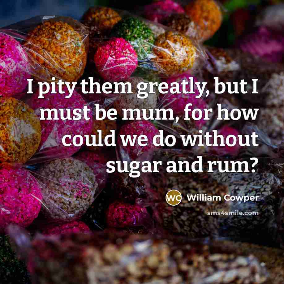 “I pity them greatly, but I must be mum, for…” quote by William Cowper