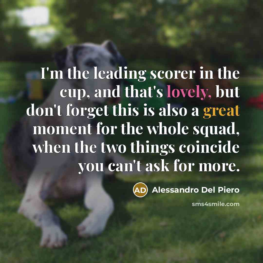 “I'm the leading scorer in the cup, and that's lovely,…” quote by Alessandro Del Piero