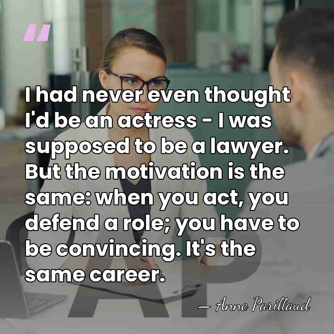 I had never even thought I'd be an actress - I was&hellip; - Anne Parillaud