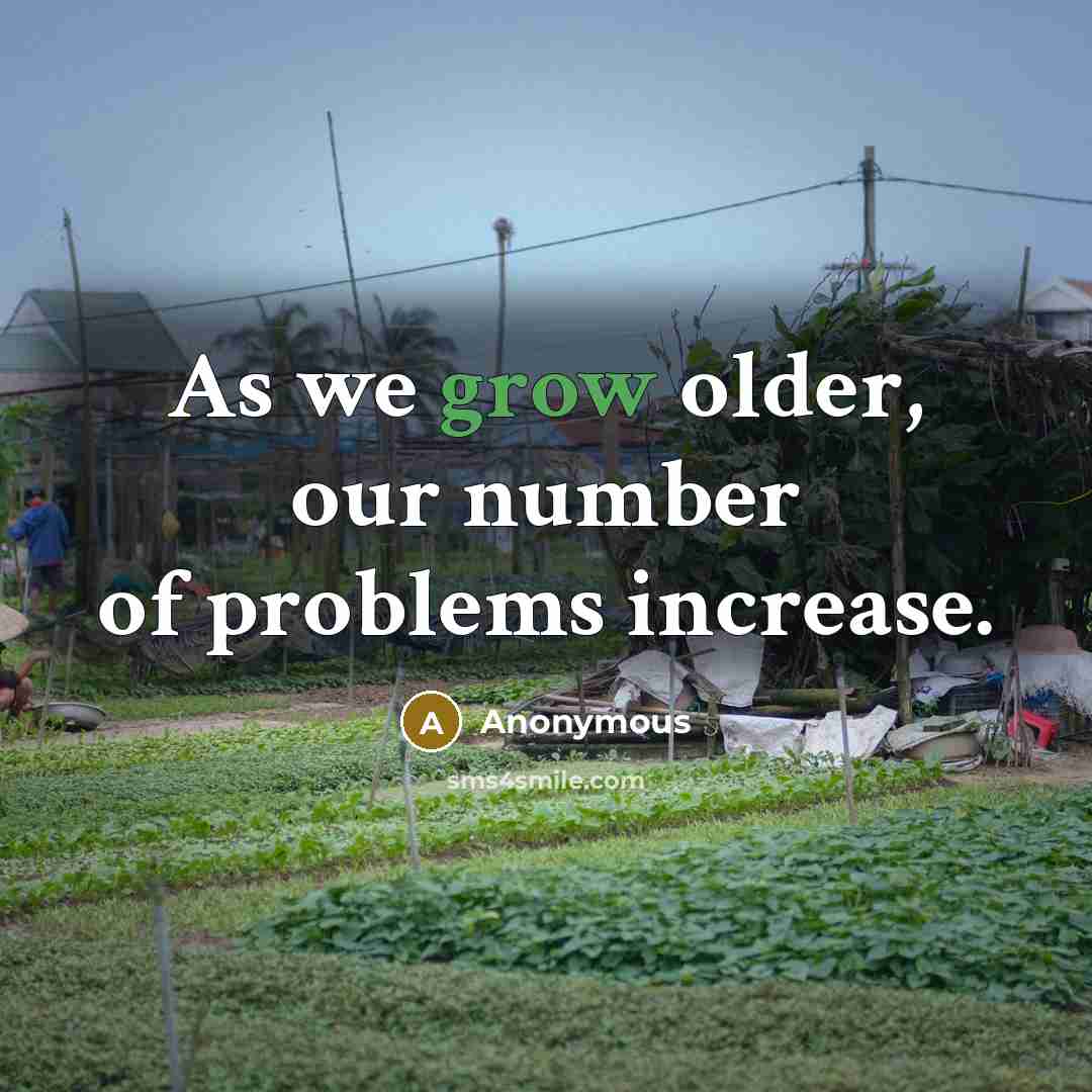 “As we grow older, our number of problems increase.” quote by Anonymous