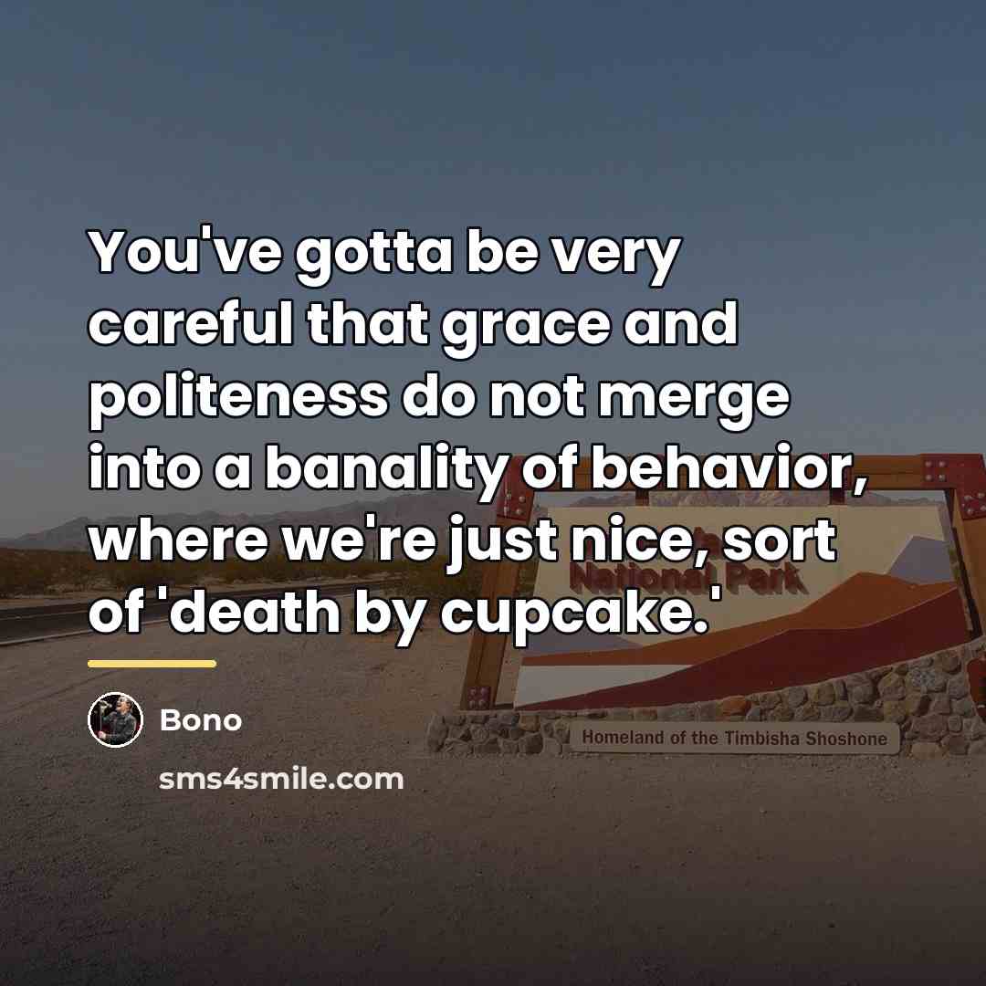 “You've gotta be very careful that grace and politeness do…” quote by Bono