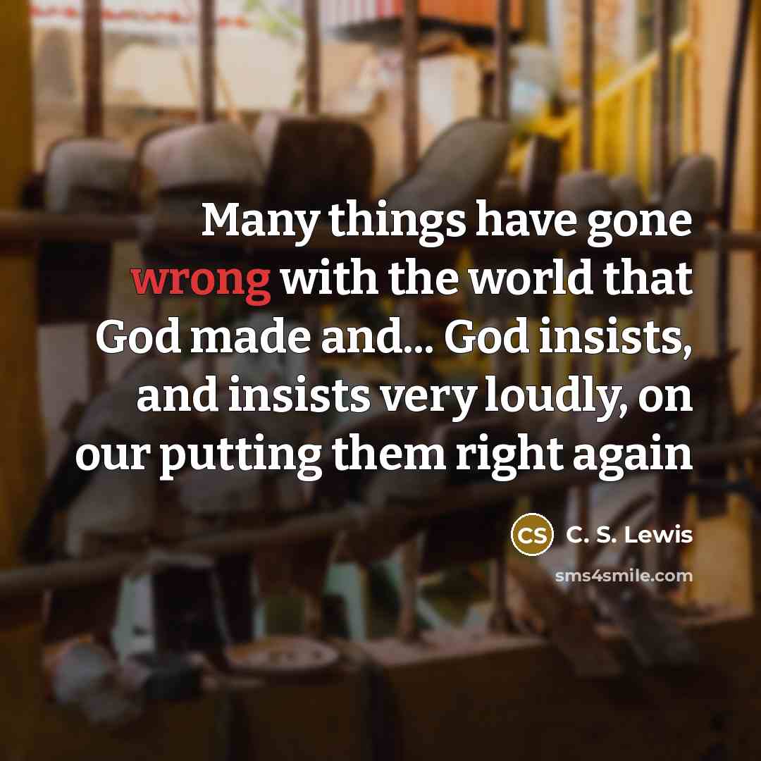 “Many things have gone wrong with the world that God…” quote by C. S. Lewis