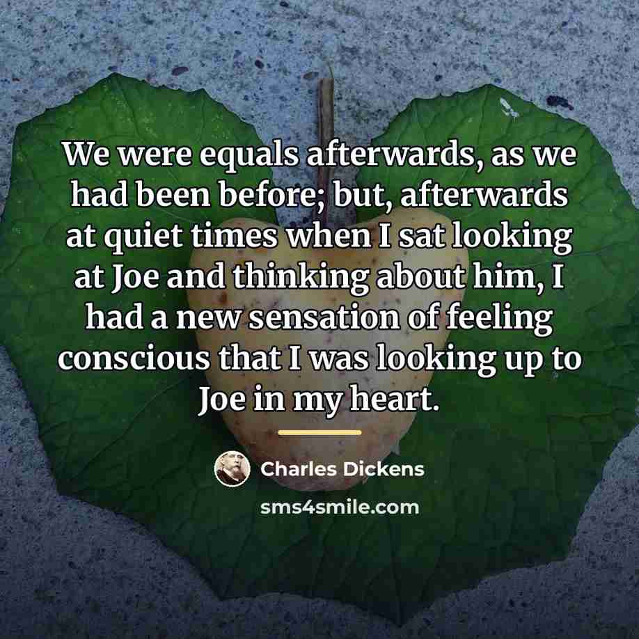 “We were equals afterwards, as we had been before; but,…” quote by Charles Dickens