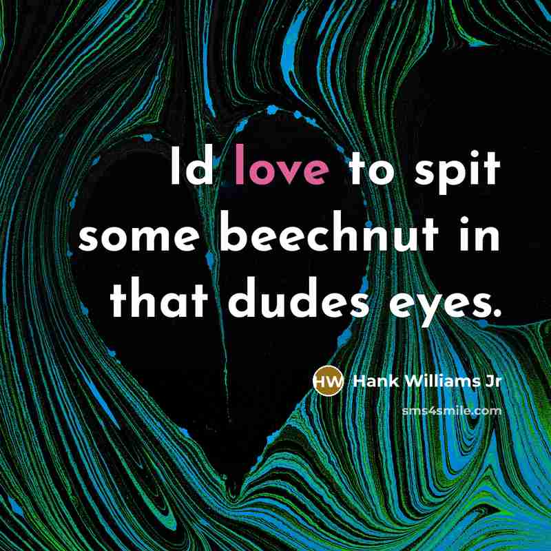 “Id love to spit some beechnut in that dudes eyes.…” quote by Hank Williams Jr