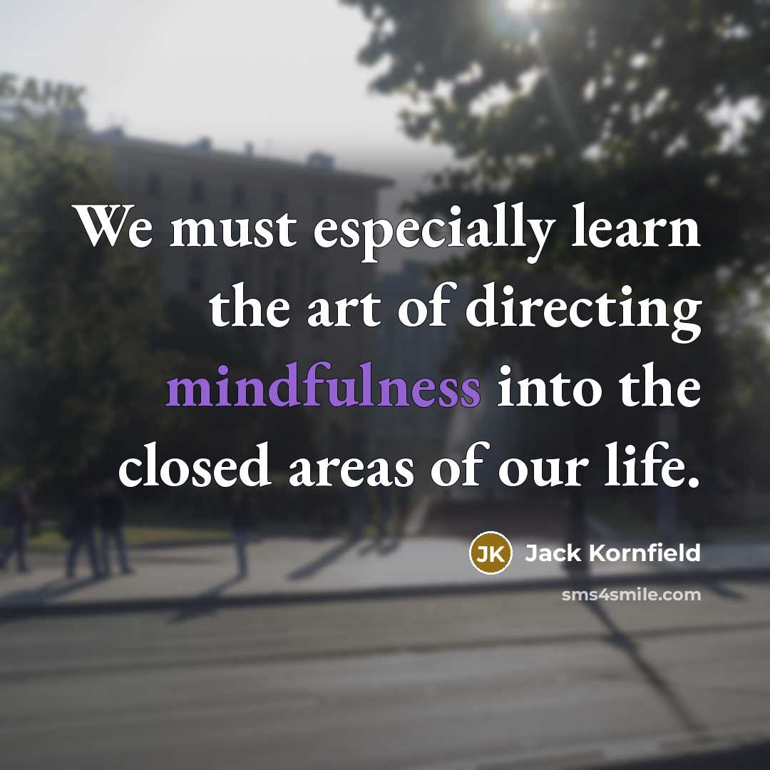 “We must especially learn the art of directing mindfulness into…” quote by Jack Kornfield
