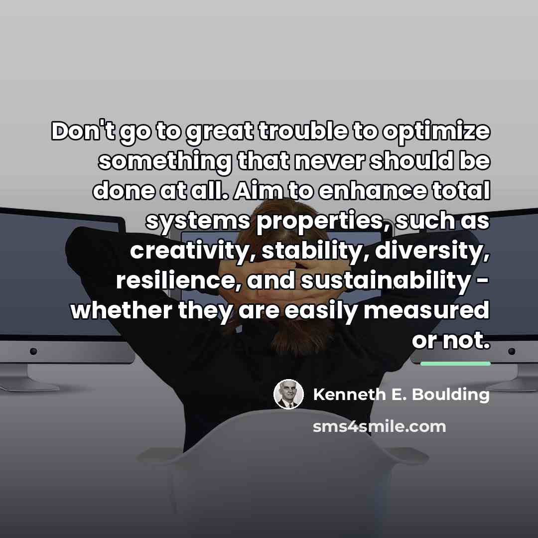 “Don't go to great trouble to optimize something that never…” quote by Kenneth E. Boulding
