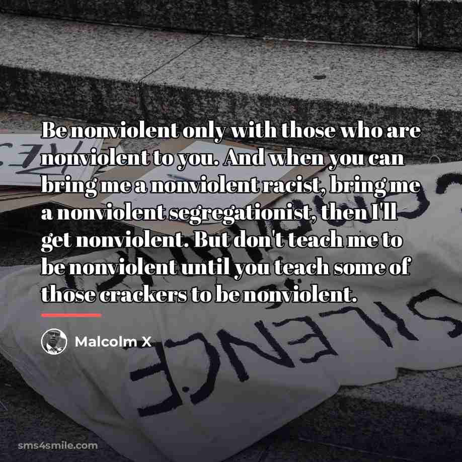 “Be nonviolent only with those who are nonviolent to you.…” quote by Malcolm X