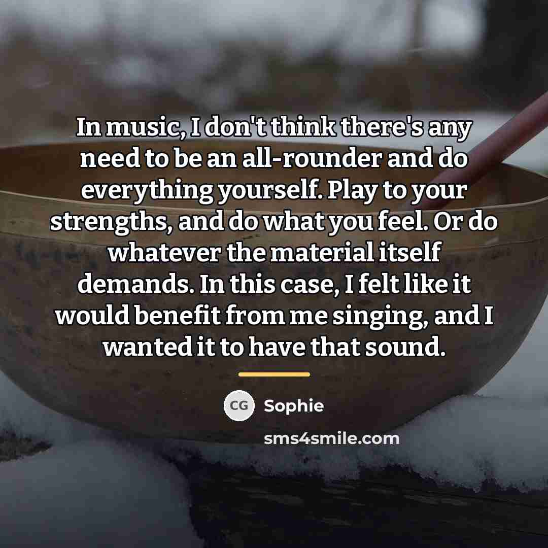 “In music, I don't think there's any need to be…” quote by Sophie