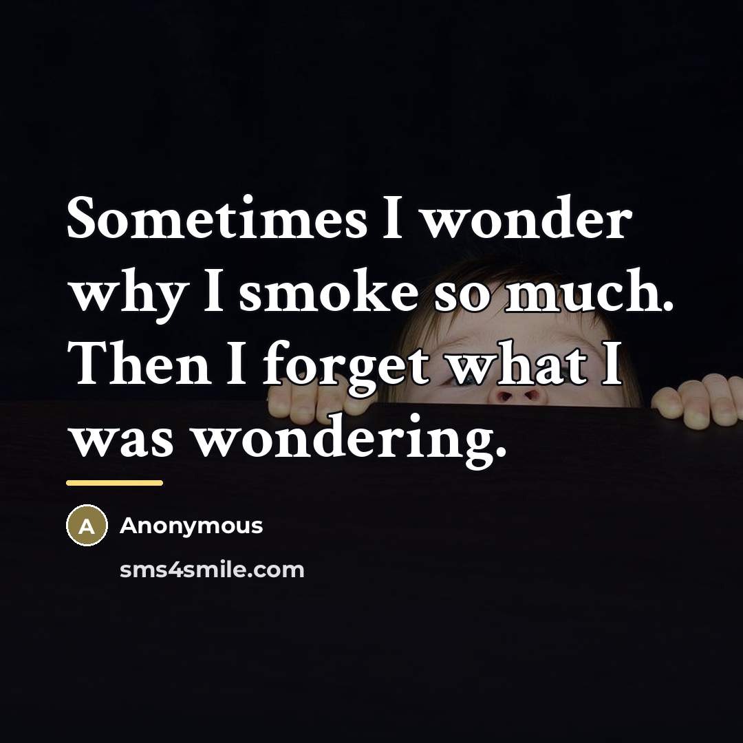 “Sometimes I wonder why I smoke so much. Then I…” quote by Anonymous