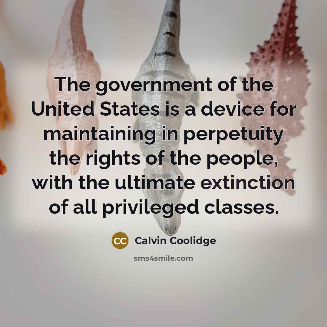 “The government of the United States is a device for…” quote by Calvin Coolidge