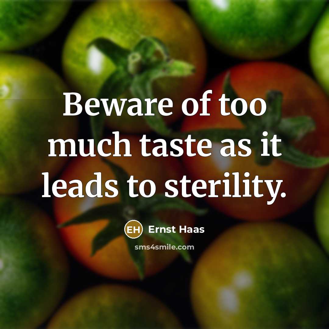 “Beware of too much taste as it leads to sterility.…” quote by Ernst Haas