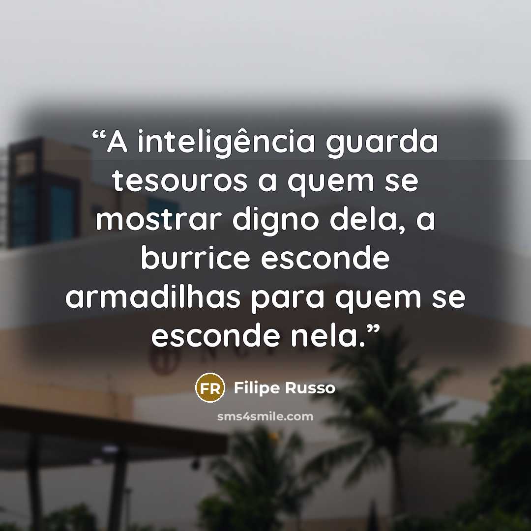 “A inteligência guarda tesouros a quem se mostrar digno dela, a burrice esconde armadilhas para quem se esconde nela.” quote by Filipe Russo