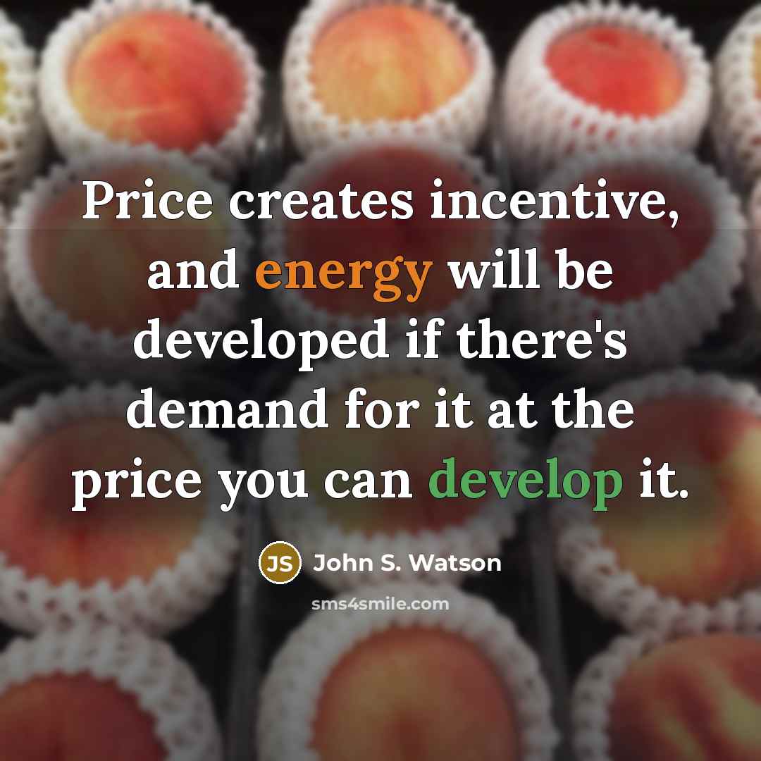 “Price creates incentive, and energy will be developed if there's…” quote by John S. Watson