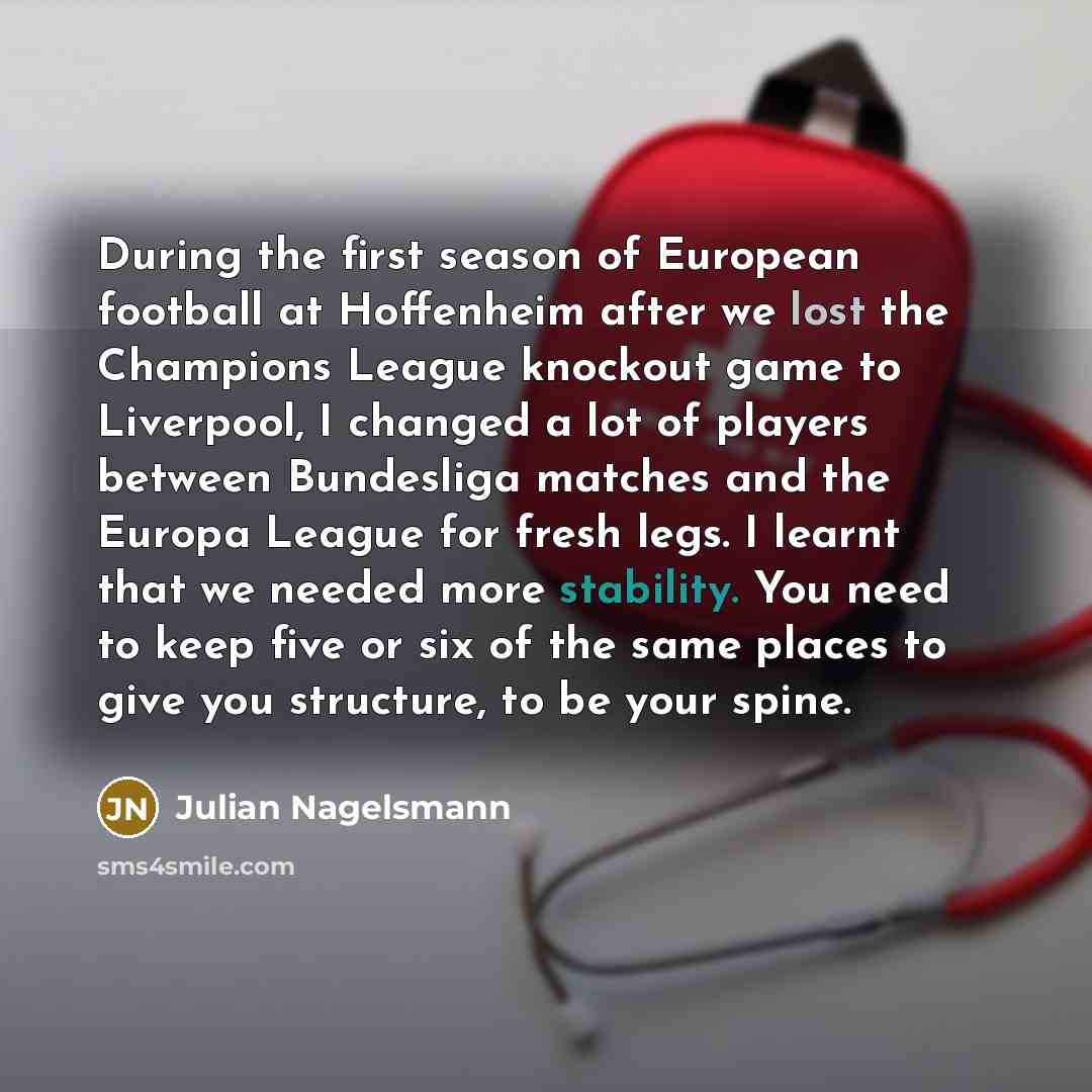 “During the first season of European football at Hoffenheim after…” quote by Julian Nagelsmann