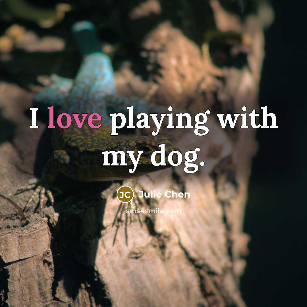 “I love playing with my dog.” quote by Julie Chen