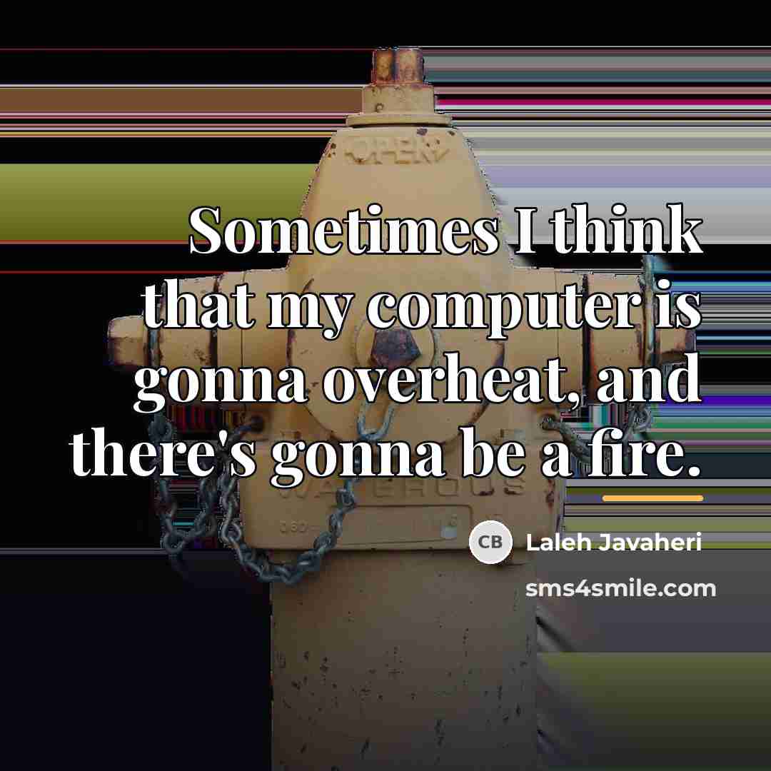 “Sometimes I think that my computer is gonna overheat, and…” quote by Laleh Javaheri