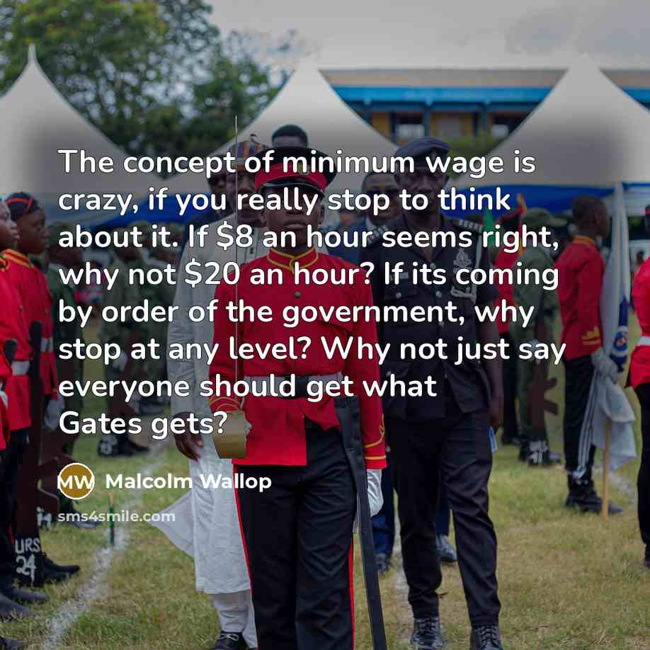 “The concept of minimum wage is crazy, if you really…” quote by Malcolm Wallop