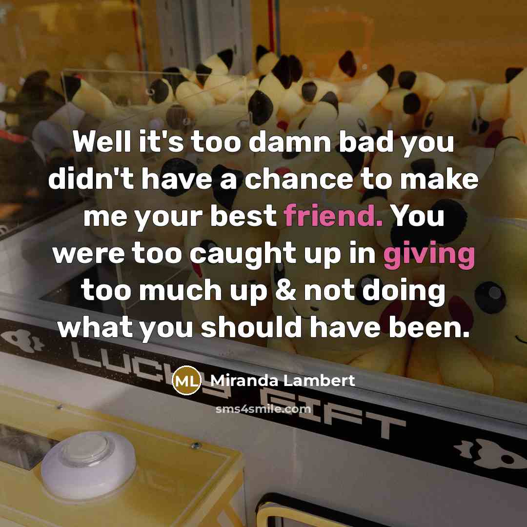 “Well it's too damn bad you didn't have a chance…” quote by Miranda Lambert