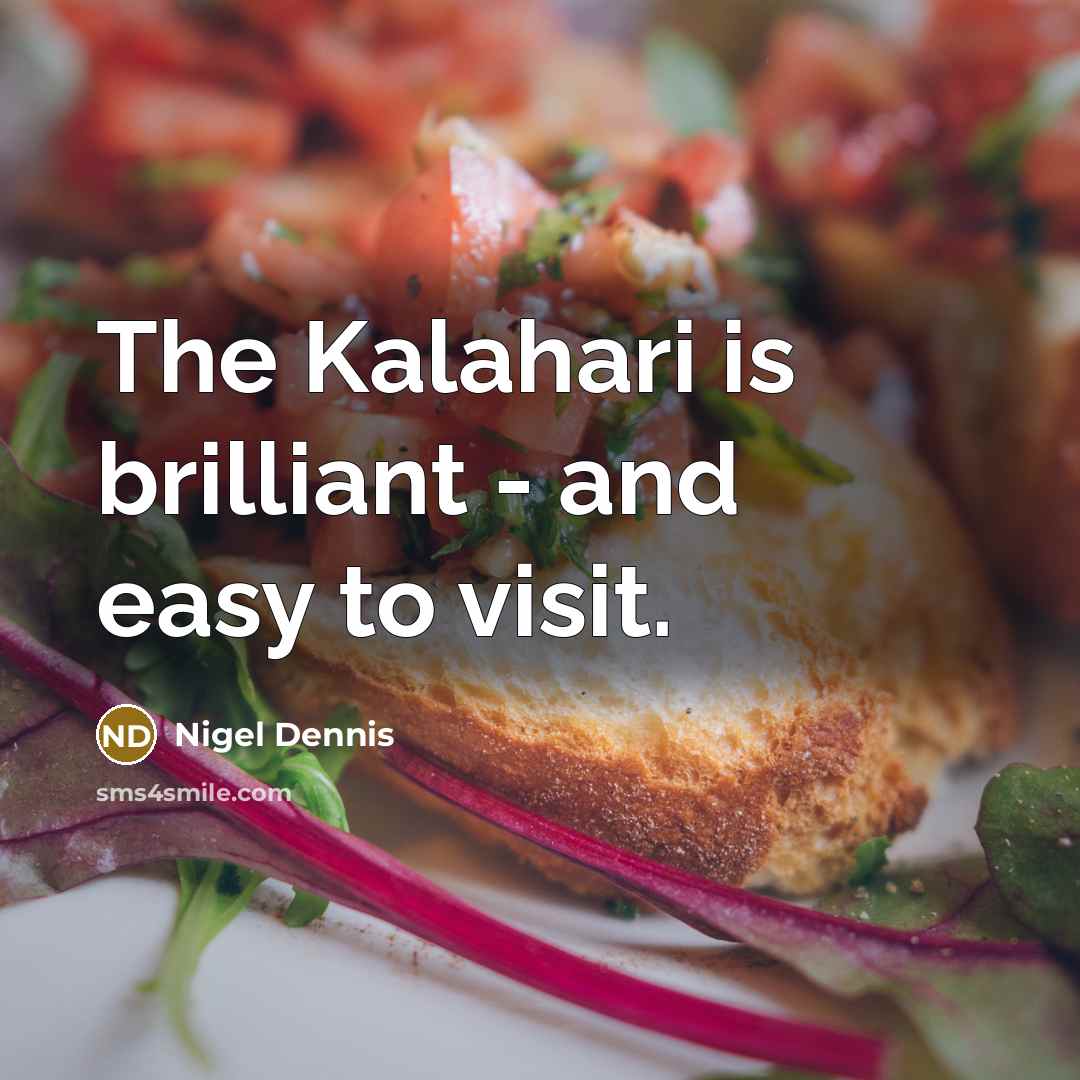“The Kalahari is brilliant - and easy to visit.…” quote by Nigel Dennis