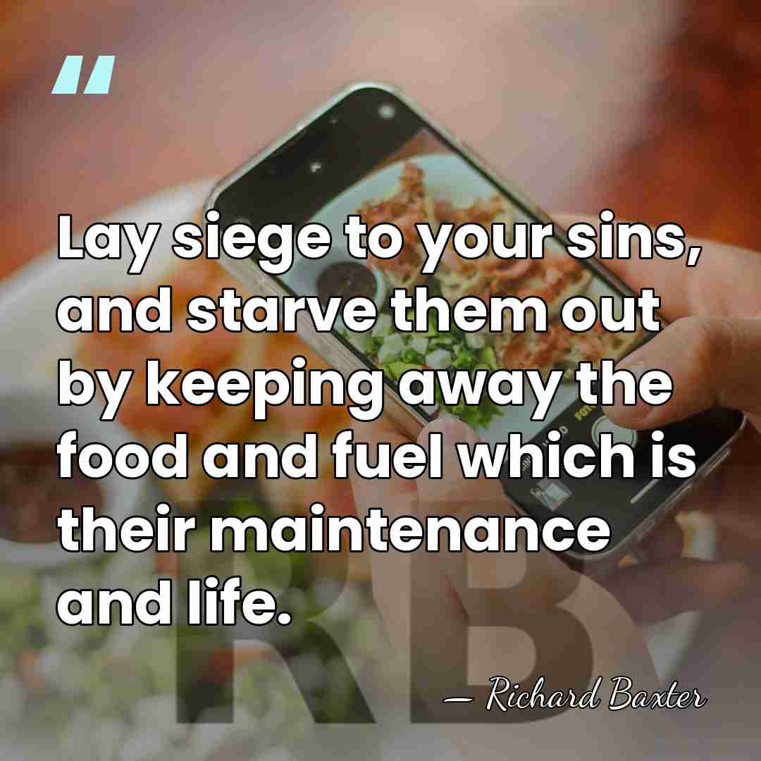 Lay siege to your sins, and starve them out by keeping away&hellip; - Richard Baxter