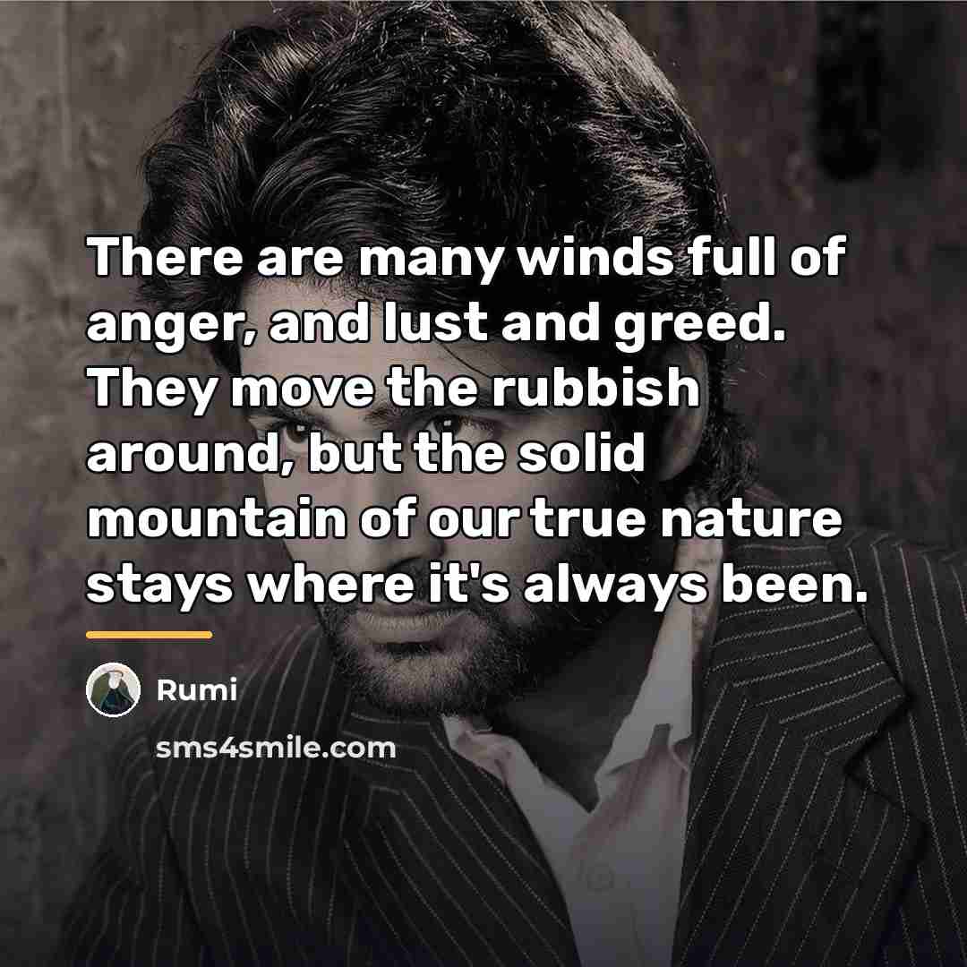 “There are many winds full of anger, and lust and…” quote by Rumi