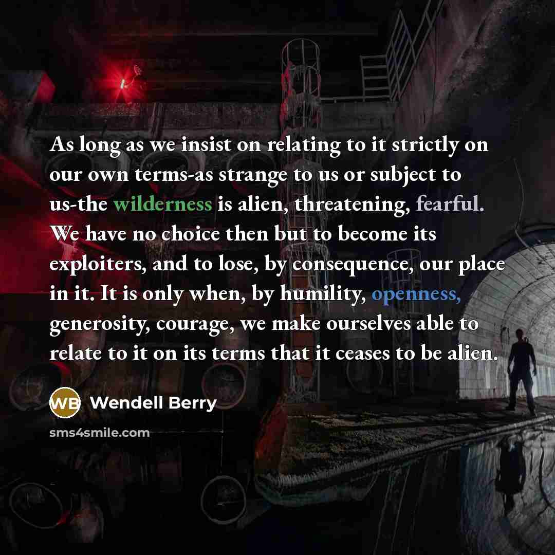 “As long as we insist on relating to it strictly…” quote by Wendell Berry