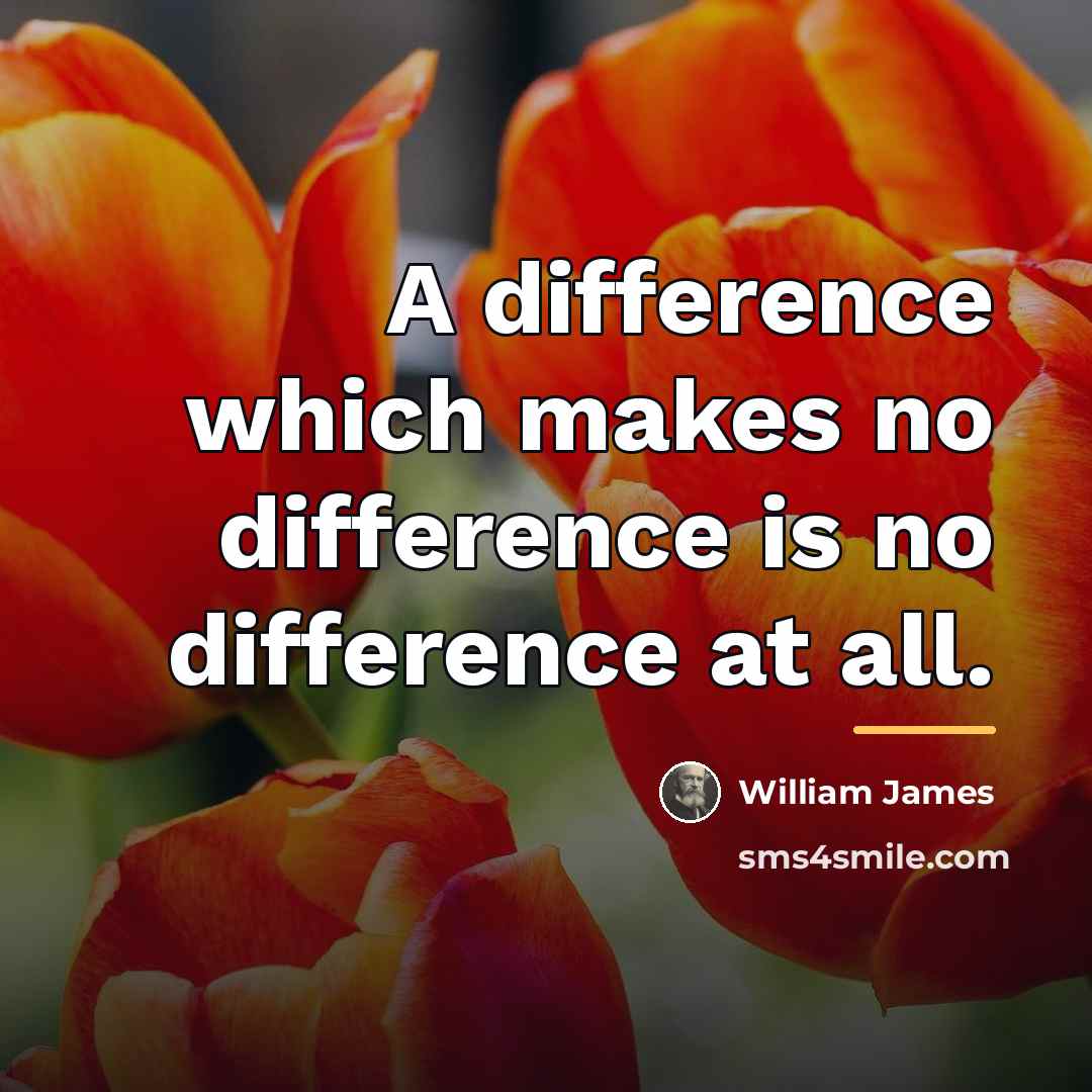 “A difference which makes no difference is no difference at…” quote by William James